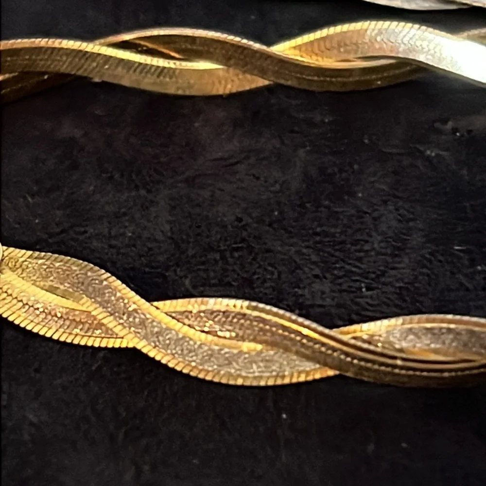 2 Italy Sterling silver braided herringbone bracelets 925